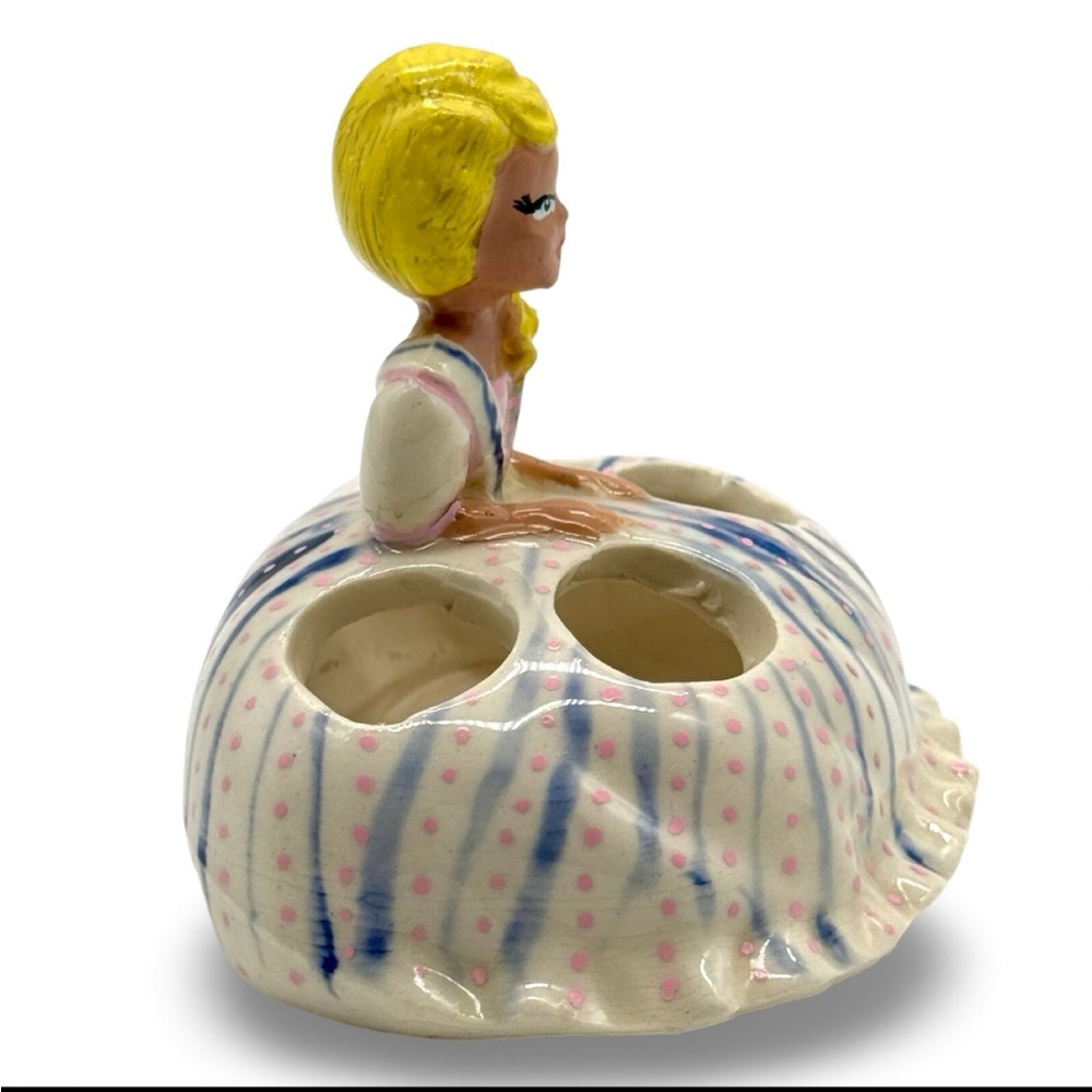Vintage 1960s Ceramic Girl Lipstick Holder